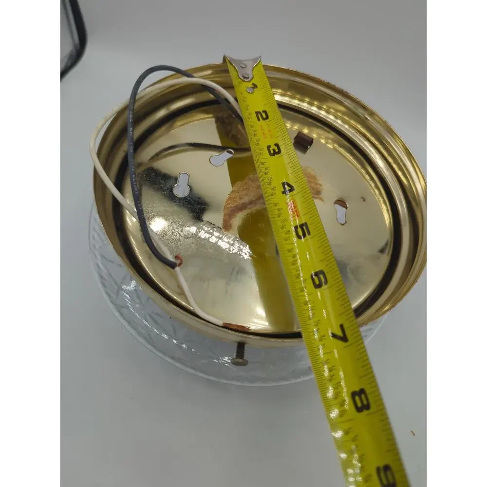 Retro Ceiling Light Fixture Flush Mount Brass Light Clear Glass Shade Vintage